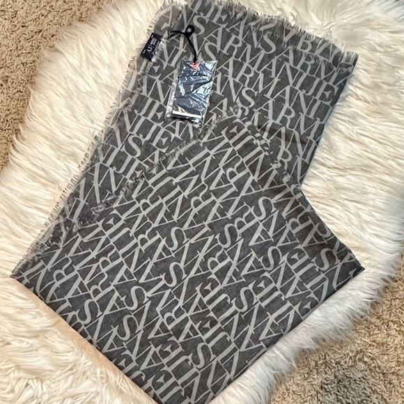 NWT Armani Jeans Logo Nero-Black Sciarpa Scarf w/Authentication Card - Picture 1 of 8